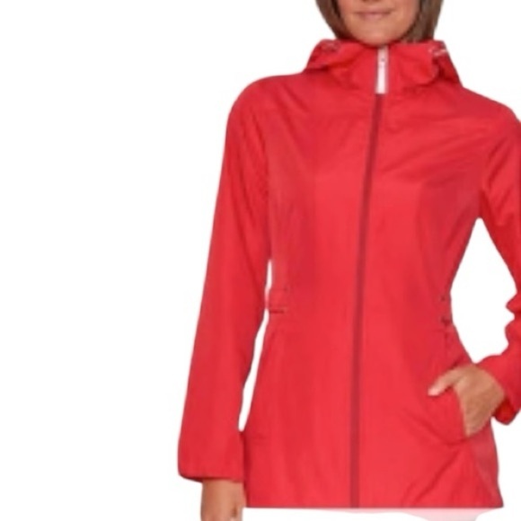 Jones New York NWT Ladies Rain Jacket, Sangria/True Red, Size L - Picture 4 of 10